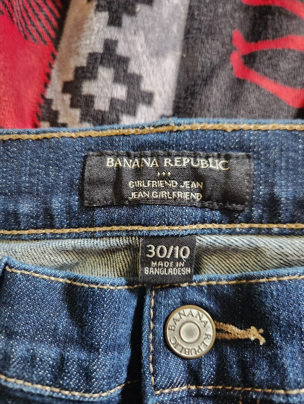Banana Republic Dark Wash Authentic Girlfriend Jeans 30/10 Stretch Denim EUC - Picture 5 of 7